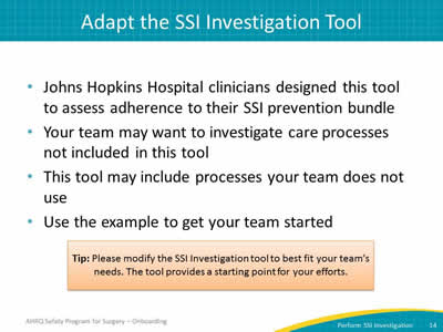 Adapt the SSI Investigation Tool