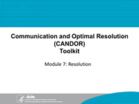 CANDOR Toolkit. Module 7: Resolution