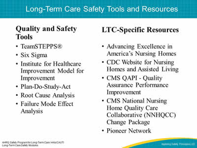 Long-Term Care Safety Tools and Resources
