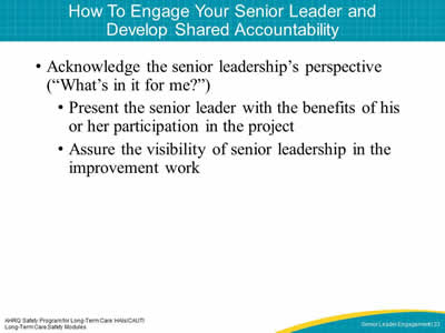 How To Engage Your Senior Leader and Develop Shared Accountability