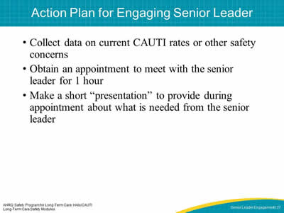 Action Plan for Engaging Senior Leader