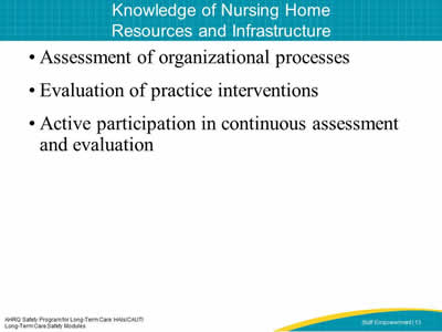 Knowledge of Nursing Home Resources and Infrastructure