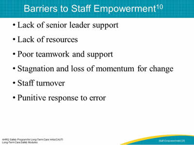 Barriers to Staff Empowerment