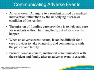 Communicating Adverse Events