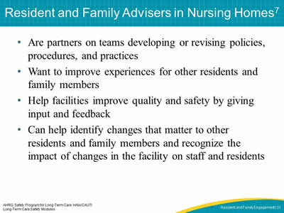 Resident and Family Advisers in Nursing Homes