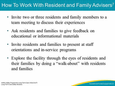 How To Work With Resident and Family Advisers