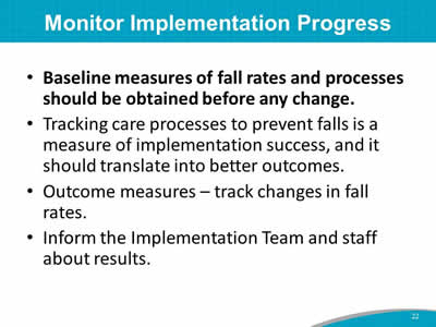 Monitor Implementation Progress