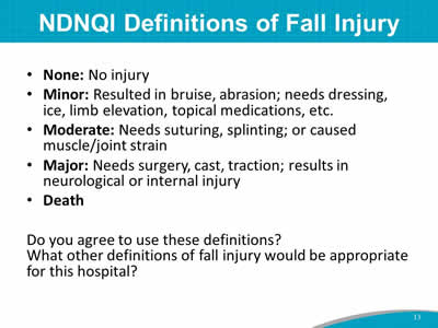 NDNQI Definitions of Fall Injury