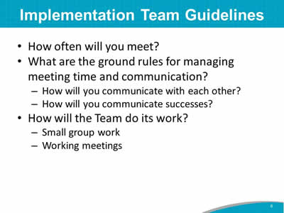Implementation Team Guidelines