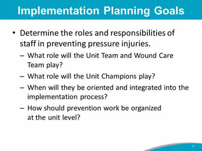 Implementation Planning Goals