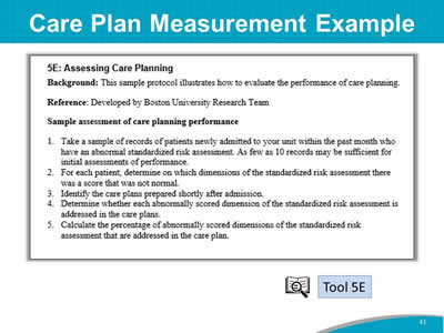 Care Plan Measurement Example
