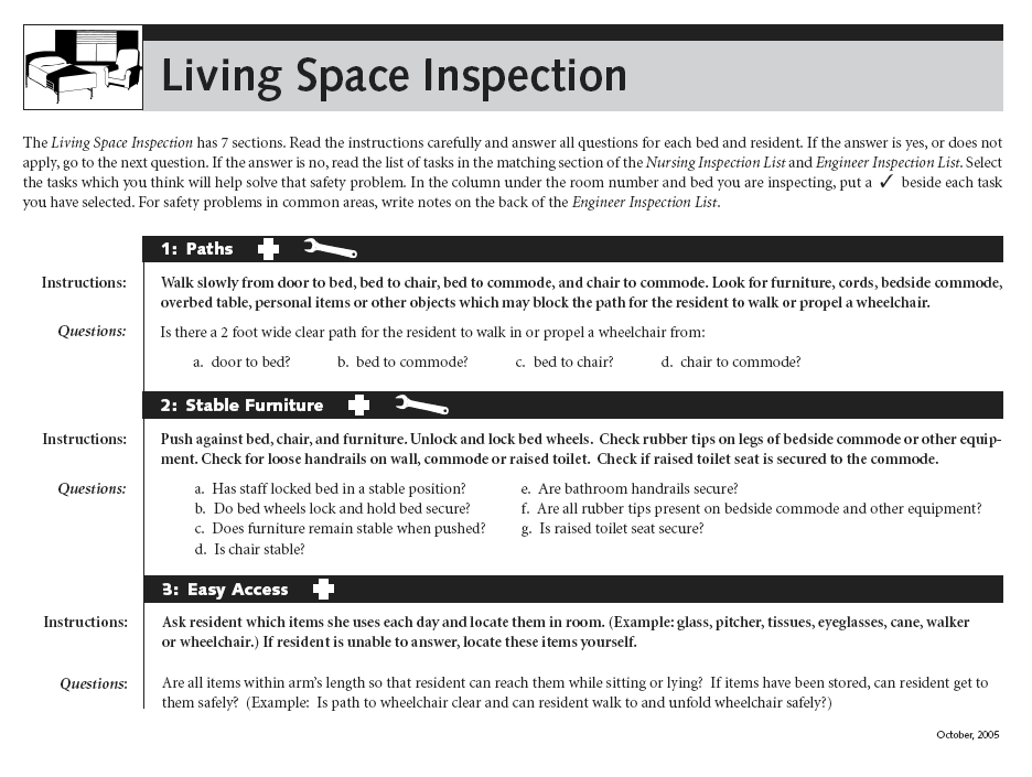 Living Space Inspection checklist.