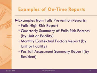 Examples of On-Time Reports