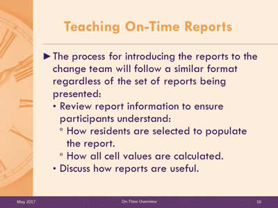 Teaching On-Time Reports