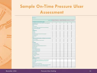 The fourth page of a sample On-Time Pressure Ulcer Assessment form is shown.