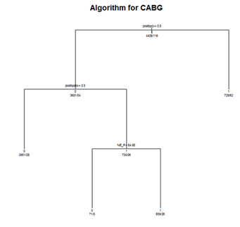 Figure 10. Algorithm for CABG (includes sSSI). Graphic illustrating classification tree branching for the CABG algorithm including sSSI, as described in the final report narrative.