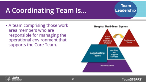 A Coordinating Team Is... A coordinating team is a team composed of work area members who manage the operational environment that supports the core team.