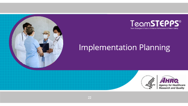 Image of slide—Title slide that reads "Implementation Planning."