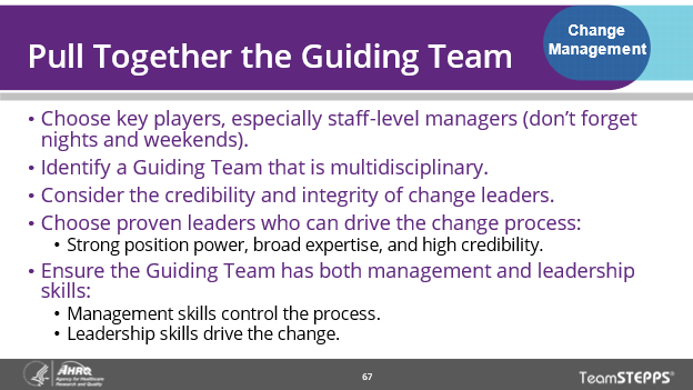 Image of slide - This slide provides five bullet points for pulling together the guiding team.