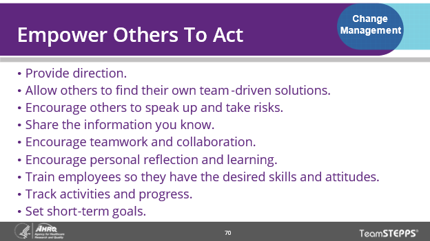 Image of slide -This slide provides nine bullet points on how to empower others to act.