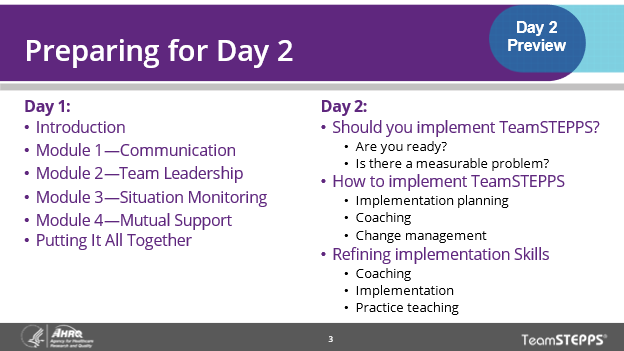 Image of slide: This slide outlines the agenda for Day two.